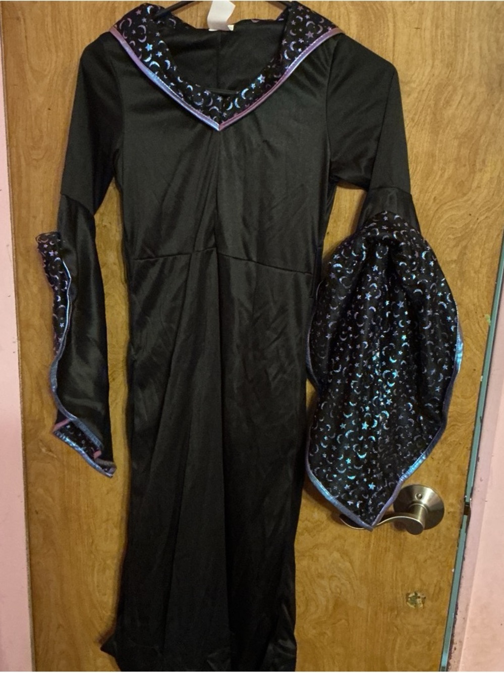 Spirit Black Long-Sleeve Dress with Iridescent Moon Trim